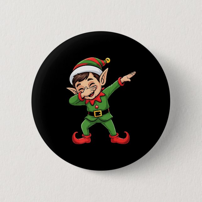 Christmas Pajama Dabbing Elf Kids Boys Girls Xmas  6 Cm Round Badge (Front)