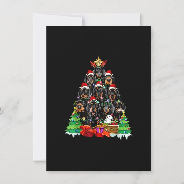 Christmas Pajama Dachshund Tree Dog Xmas For Dog D Invitation (Front)