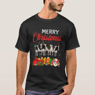 Christmas Pajama Dairy Cow Lover Xmas Tree Lights T-Shirt