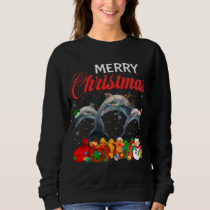 Christmas Pajama Dolphin Lover Xmas Tree Lights An Sweatshirt