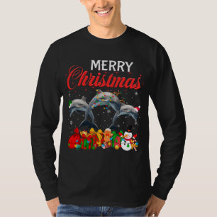 Christmas Pajama Dolphin Lover Xmas Tree Lights An T-Shirt