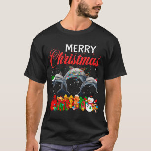 Christmas Pajama Dolphin Lover Xmas Tree Lights An T-Shirt