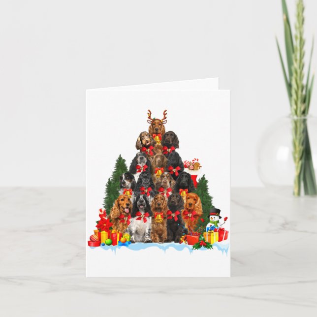 Christmas Pajama English Er Spaniel Xmas Tree  Card (Front)