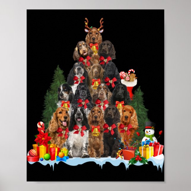 Christmas Pajama English Er Spaniel Xmas Tree T Sh Poster (Front)