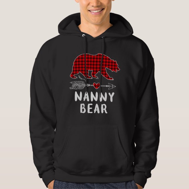 Christmas Pajama Family Arrow Nanny Bear Red Plaid Hoodie (Front)