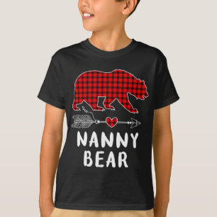 Christmas Pajama Family Arrow Nanny Bear Red Plaid T-Shirt