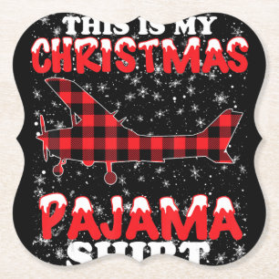Christmas Pajama Funny Aviation Airplan Gift Paper Coaster