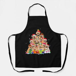 Christmas Pajama Golden Retriever Tree Xmas Gift D Apron