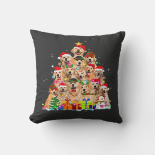 Christmas Pajama Golden Retriever Tree Xmas Gift D Cushion