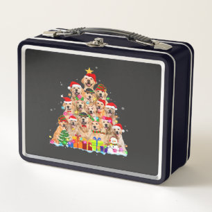 Christmas Pajama Golden Retriever Tree Xmas Gift D Metal Lunch Box