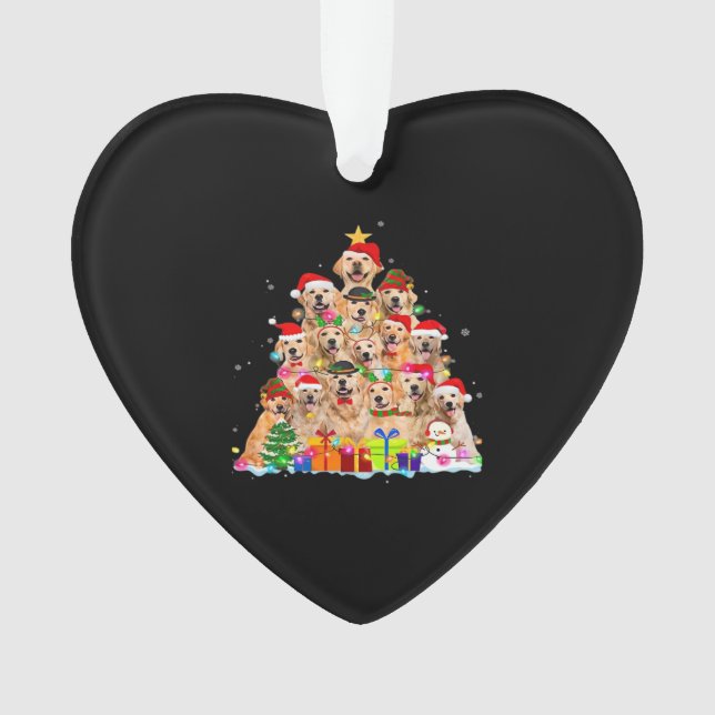 Christmas Pajama Golden Retriever Tree Xmas Gift D Ornament (Front)