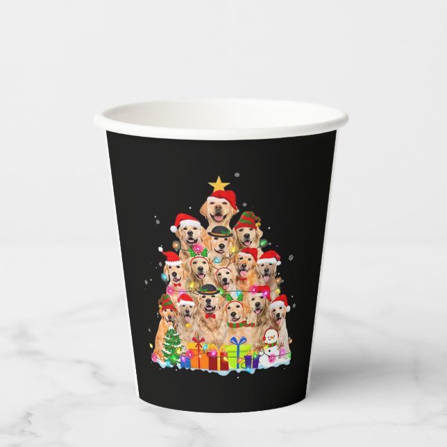 Christmas Pajama Golden Retriever Tree Xmas Gift D Paper Cups (Front)