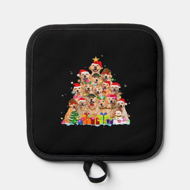 Christmas Pajama Golden Retriever Tree Xmas Gift D Pot Holder (Front)