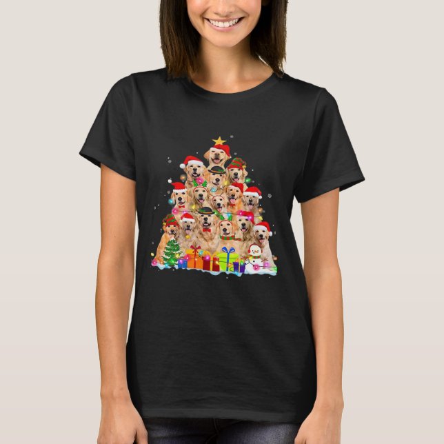 Christmas Pajama Golden Retriever Tree Xmas Gift D T-Shirt (Front)