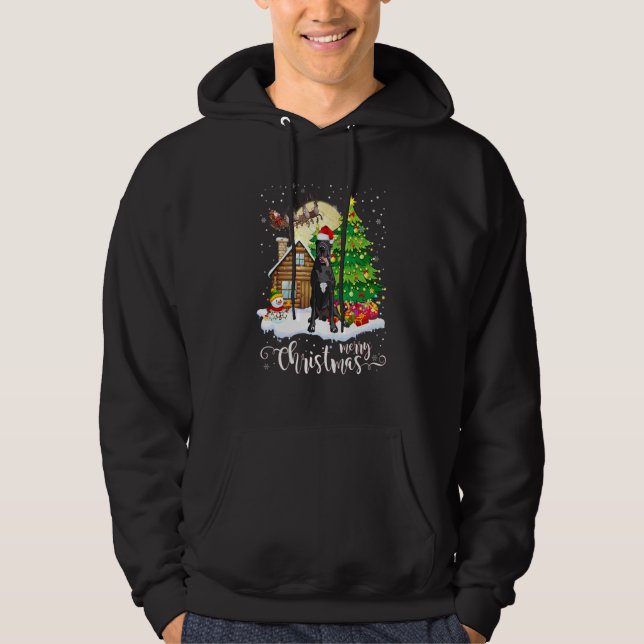 Christmas Pajama Great Dane Tree Xmas Dog Dad Mum Hoodie (Front)