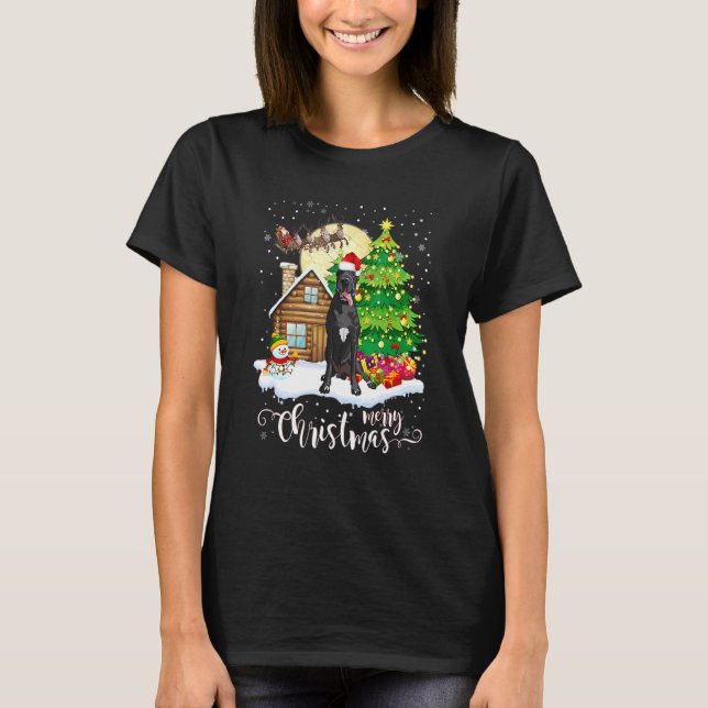 Christmas Pajama Great Dane Tree Xmas Dog Dad Mum T-Shirt (Front)