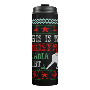 christmas pajama hockey thermal tumbler