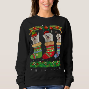 Christmas Pajama Maltese Dog Puppy Lover Xmas Sock Sweatshirt