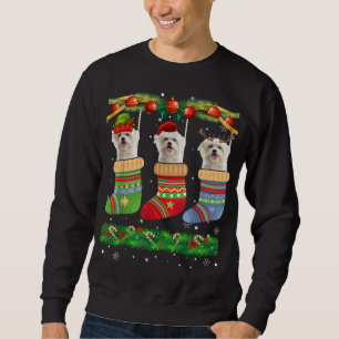 Christmas Pajama Maltese Dog Puppy Lover Xmas Sock Sweatshirt
