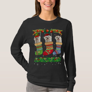 Christmas Pajama Maltese Dog Puppy Lover Xmas Sock T-Shirt