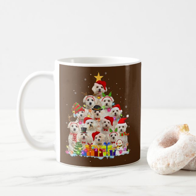 Christmas Pajama Maltese Tree Xmas Gifts Dog Dad Coffee Mug (With Donut)