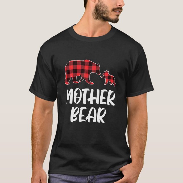 Christmas Pajama Matching Family Red Plaid Mother T-Shirt (Front)