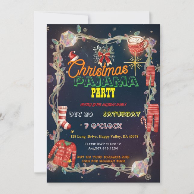 Christmas Pajama Party | Holiday Family Invite (Front)