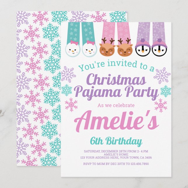 Christmas Pajama Party Invitation (Front/Back)