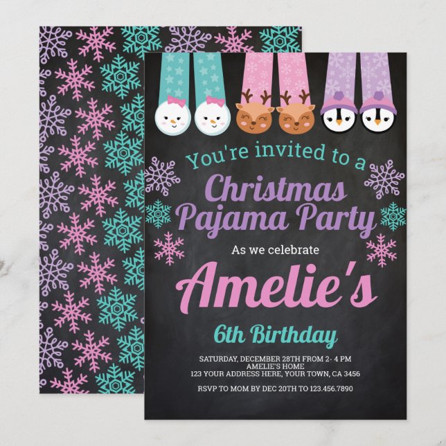 Christmas Pajama Party Invitation (Front/Back)