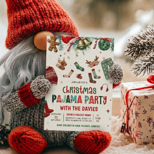 Christmas Pajama Party Invitation Festive Sleepo
