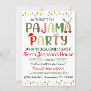 Christmas Pajama Party Invitation, PJ Invitation