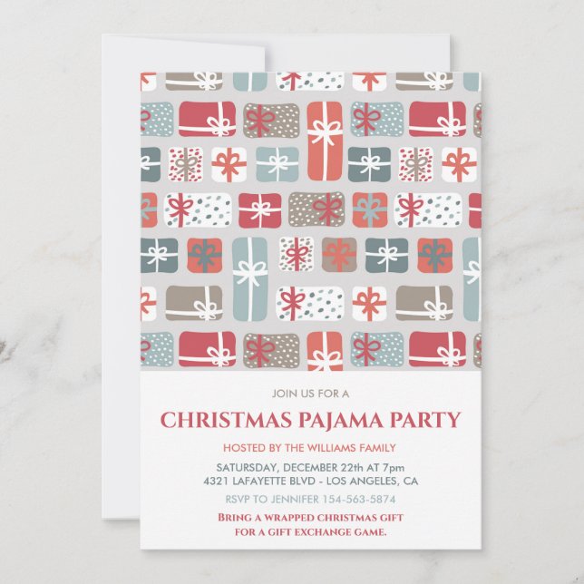 Christmas Pajama Party Invitations Gifts Slumber (Front)