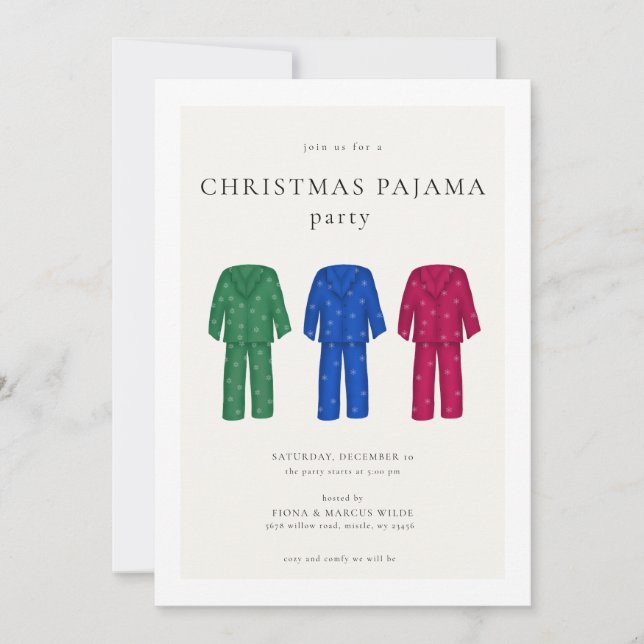 Christmas Pajama Party Invite | PJ Holiday Party  (Front)