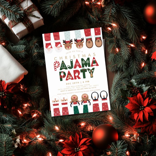 Christmas Pajama Party Kids Holiday Party Invitation (Creator Uploaded)