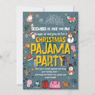 Christmas Pajama Party Kids Holiday Sleepover  Invitation