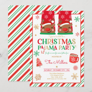 Christmas Pajama Party Red Holiday Pajama Party Invitation