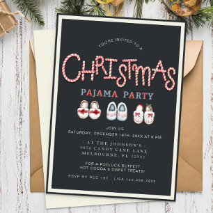 Christmas Pajama Party Slippers Invitation