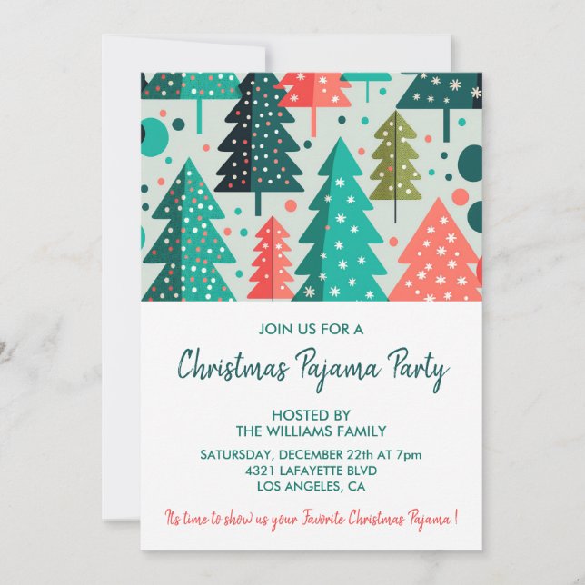 Christmas Pajama Party Slumber Forest Snowfall Invitation (Front)