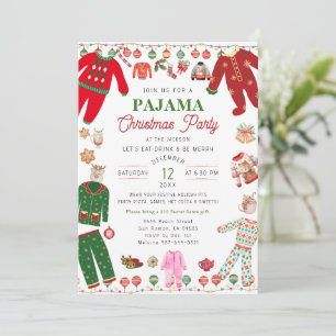 Christmas Pajama Party Watercolor Modern Invitation