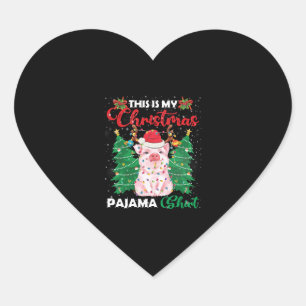 Christmas Pajama Pig Pink Shirt Heart Sticker