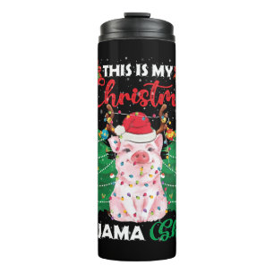 Christmas Pajama Pig Pink Shirt Thermal Tumbler