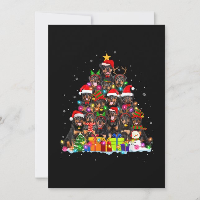 Christmas Pajama Rottweiler Tree Xmas Dog Dad Mum Invitation (Front)