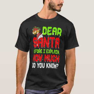 Christmas Pajama Santa Claus Dear Santa I Can Expl T-Shirt