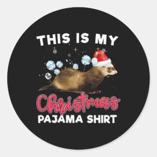 Christmas Pajama Santa Ferret Lover  Classic Round Sticker