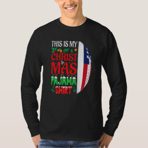 Christmas Pajama Santa Hat USA American Football S T-Shirt