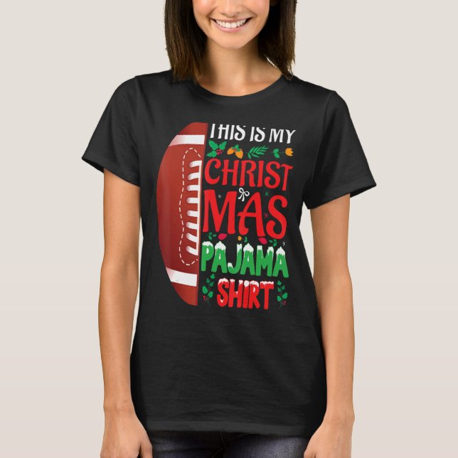 Christmas Pajama Santa Hat USA American Football S T-Shirt (Front)