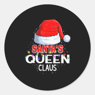 Christmas Pajama Santa's Queen Claus Matching Classic Round Sticker