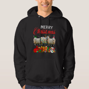 Christmas Pajama Sheep Lover Xmas Tree Lights Anim Hoodie