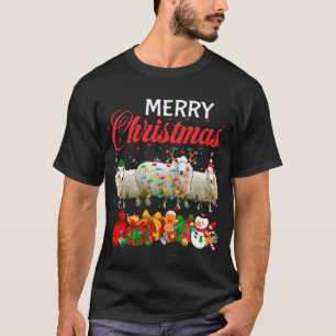 Christmas Pajama Sheep Lover Xmas Tree Lights Anim T-Shirt