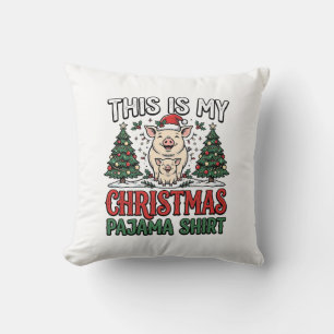 Christmas Pajama Shirt Cute Pig Holiday Vector Des Cushion